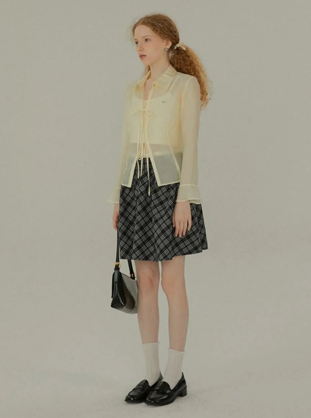 French Lace-Up Slim Shirt