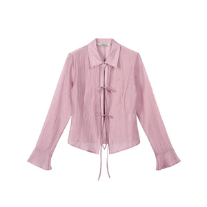 French Lace-Up Slim Shirt