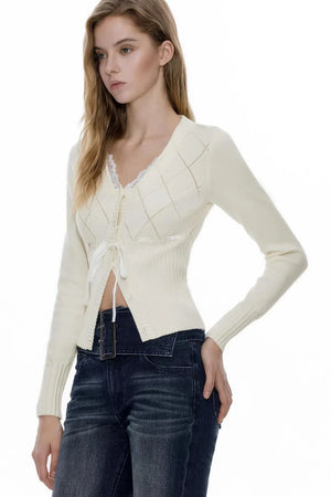 French Lace V-Neck Cardigan