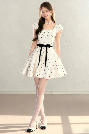 French Miu Style Polka Dot Dress