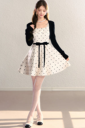 French Miu Style Polka Dot Dress