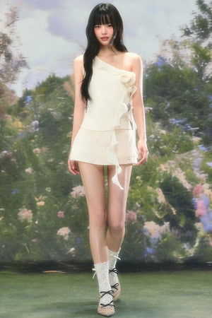 French Off-Shoulder Floral Camisole Set-Up