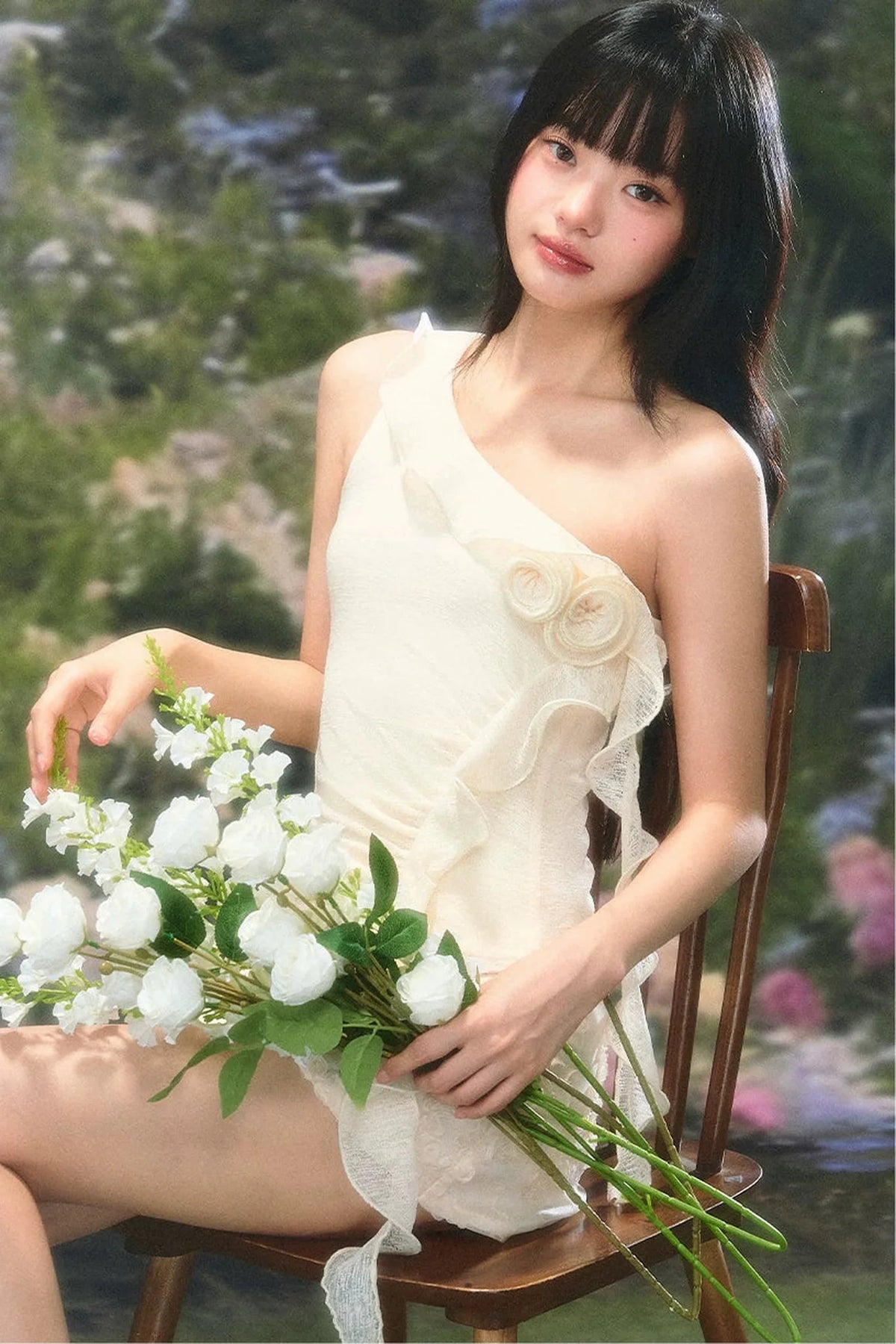 French Off-Shoulder Floral Camisole Set-Up