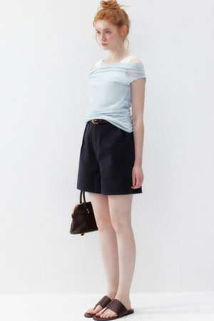 French One-Shoulder Contrasting Color Camisole