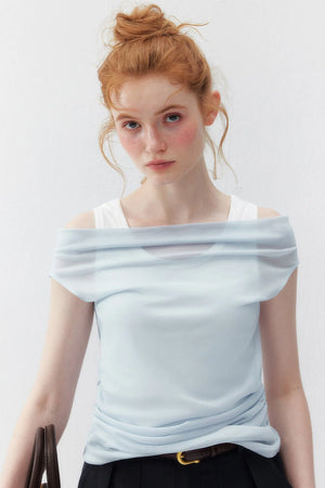 French One-Shoulder Contrasting Color Camisole