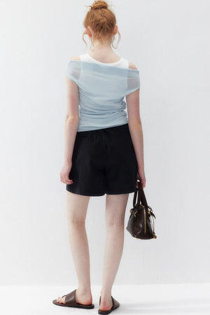 French One-Shoulder Contrasting Color Camisole