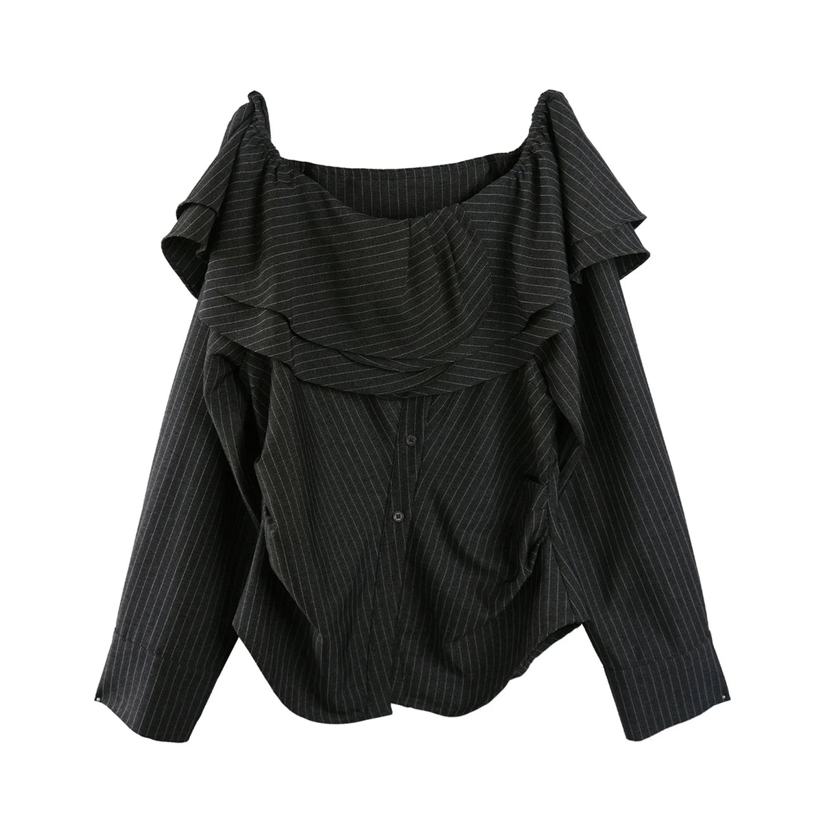 French One-Shoulder Striped Shirt