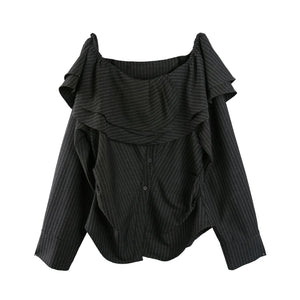 French One-Shoulder Striped Shirt