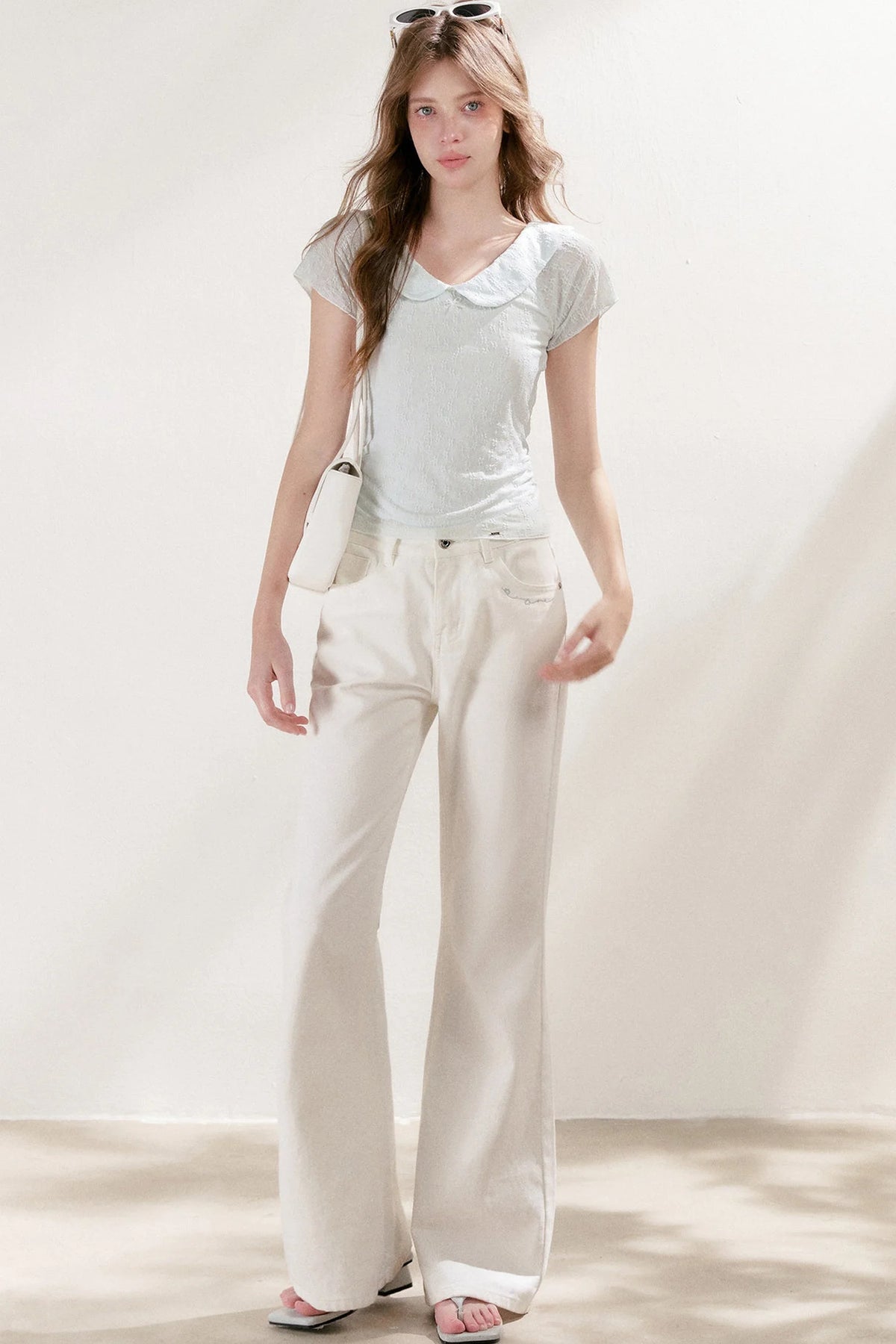 French Petal Collar Bow Short-Sleeved T-Shirt