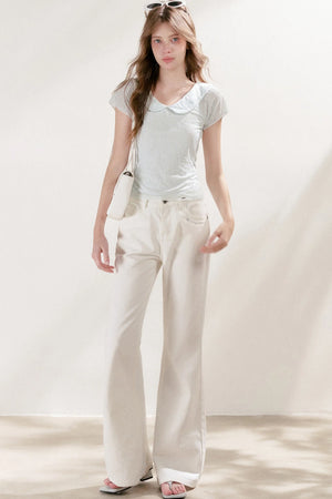 French Petal Collar Bow Short-Sleeved T-Shirt