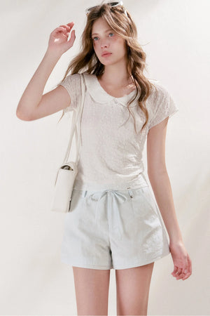French Petal Collar Bow Short-Sleeved T-Shirt