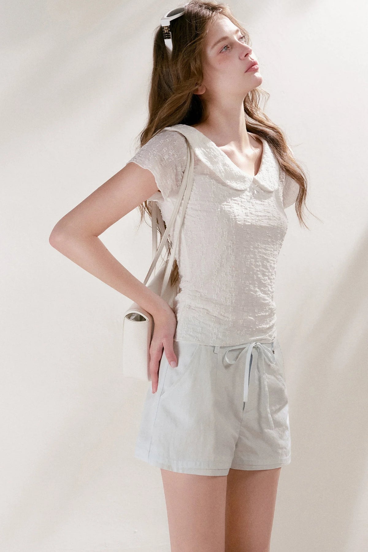 French Petal Collar Bow Short-Sleeved T-Shirt