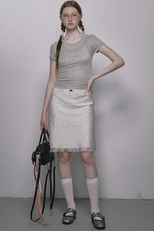 French Polka Dot A-Line Chiffon Skirt