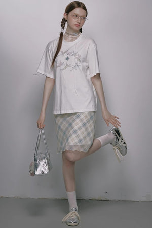French Polka Dot A-Line Chiffon Skirt