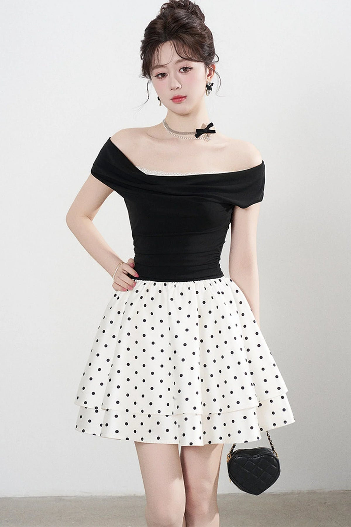 French Polka Dot A-Line Dress