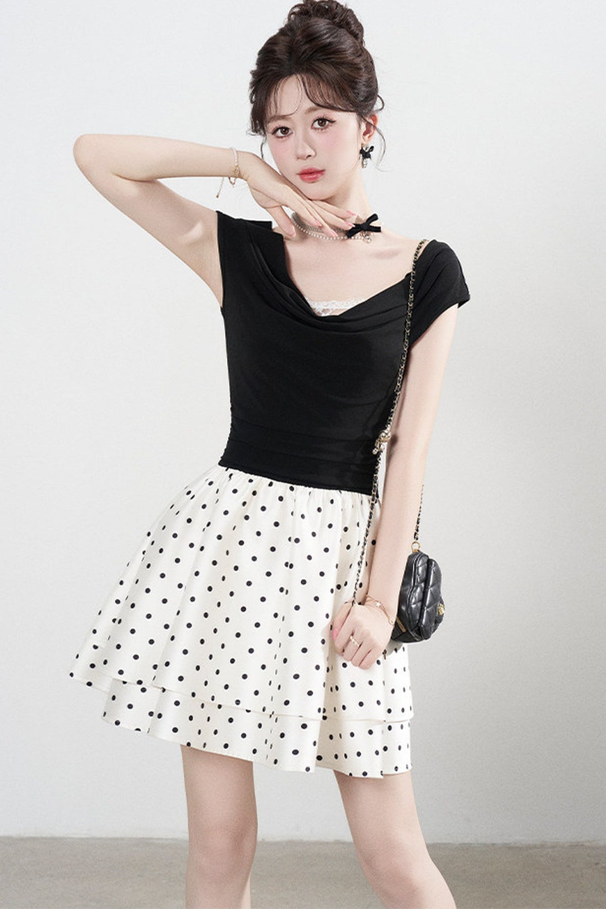 French Polka Dot A-Line Dress