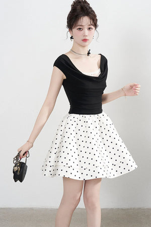 French Polka Dot A-Line Dress