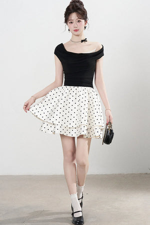 French Polka Dot A-Line Dress