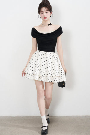 French Polka Dot A-Line Dress