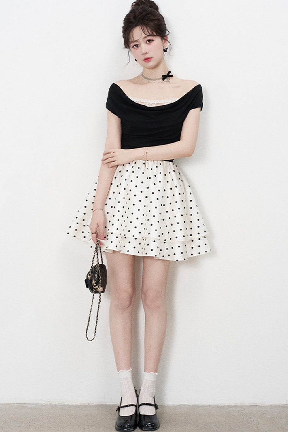 French Polka Dot A-Line Dress