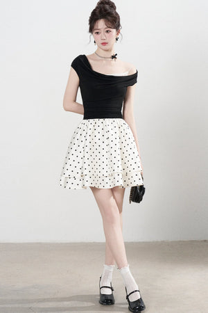 French Polka Dot A-Line Dress