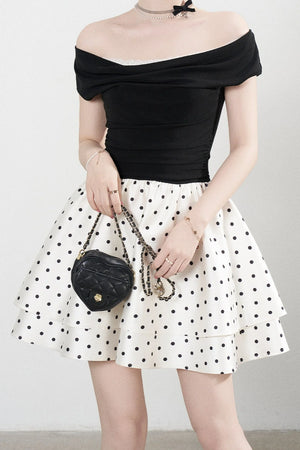 French Polka Dot A-Line Dress