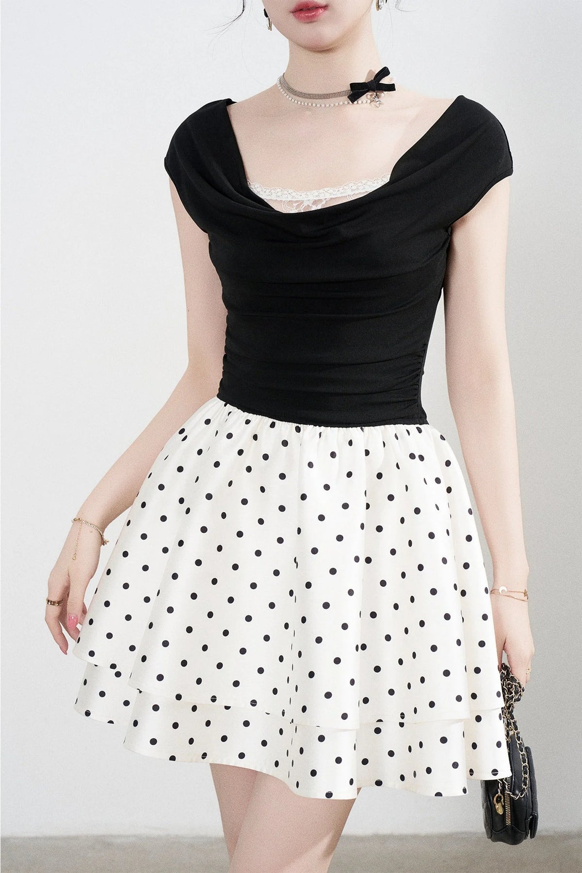 French Polka Dot A-Line Dress