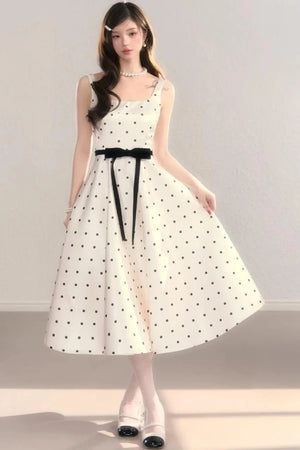 French Polka Dot A-Line Dress