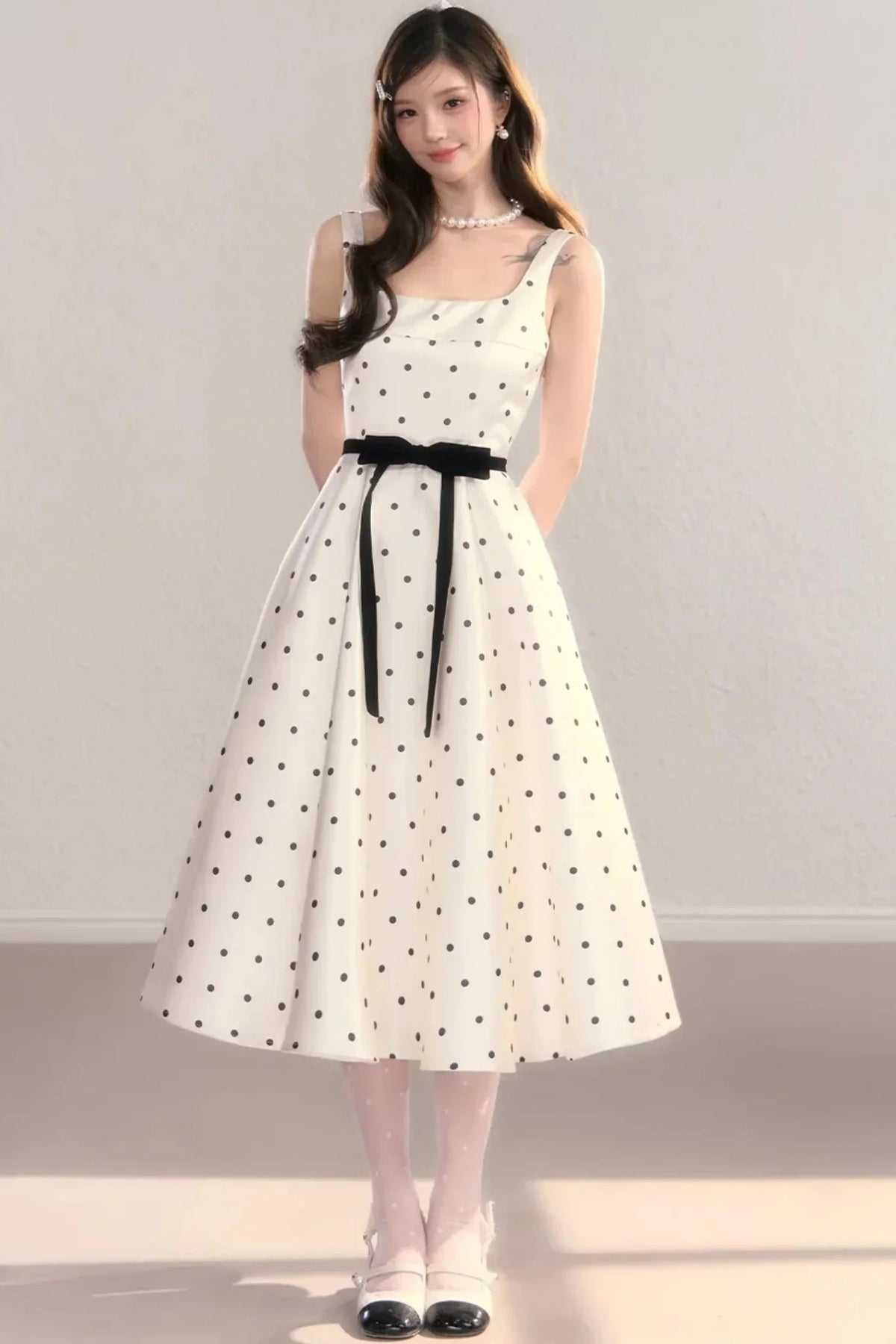 French Polka Dot A-Line Dress