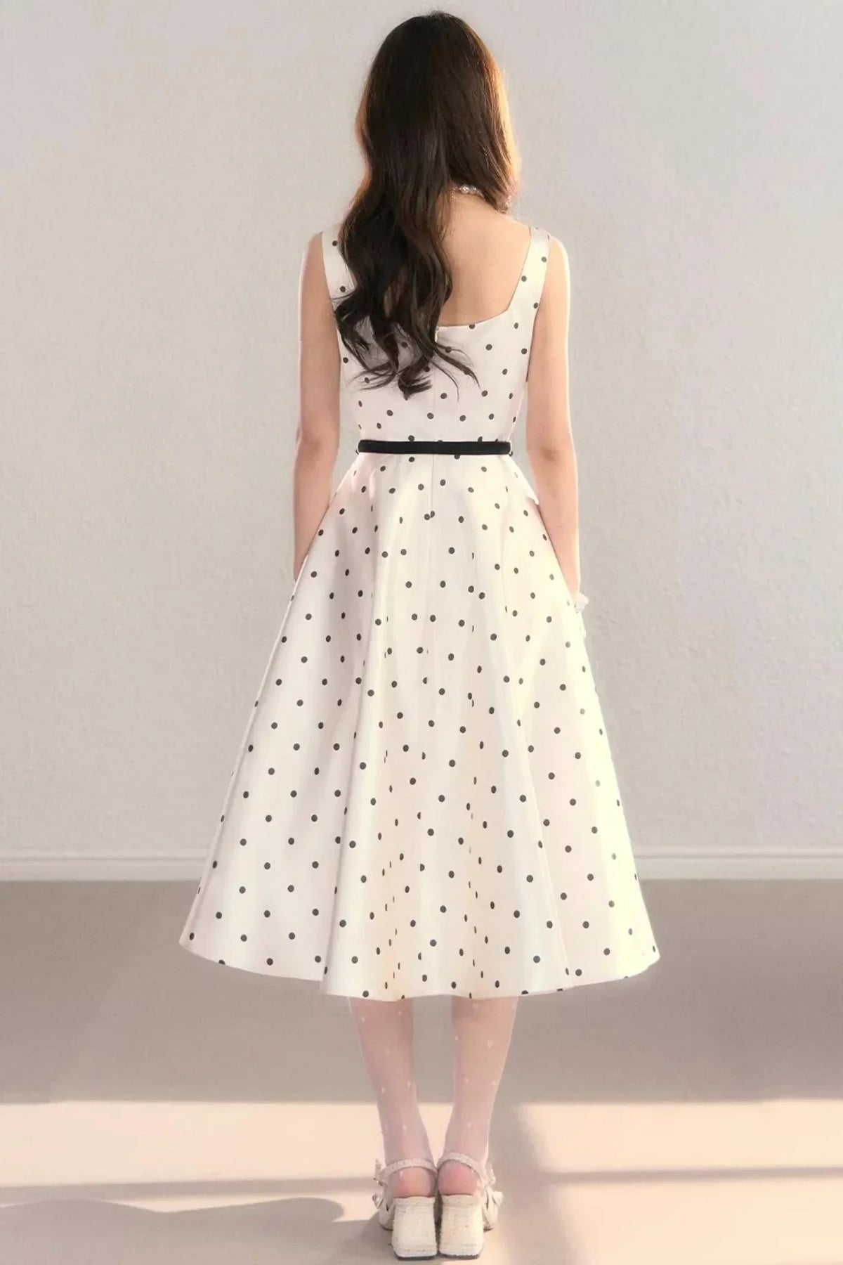 French Polka Dot A-Line Dress