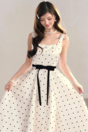 French Polka Dot A-Line Dress