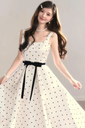 French Polka Dot A-Line Dress