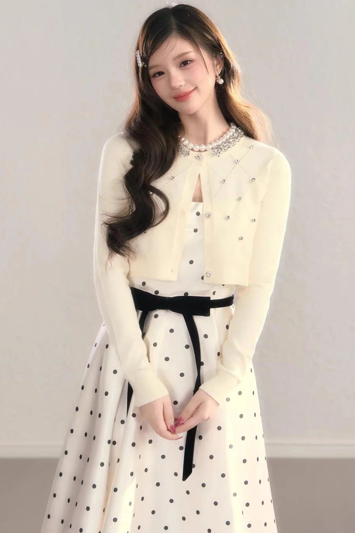 French Polka Dot A-Line Dress