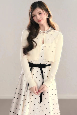 French Polka Dot A-Line Dress