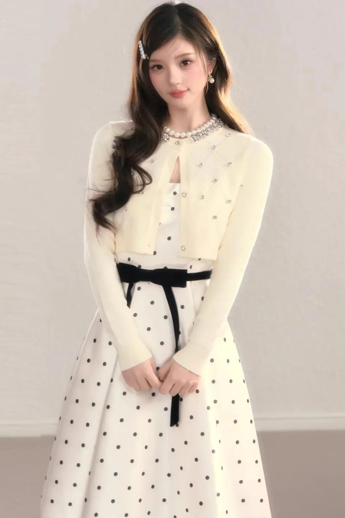 French Polka Dot A-Line Dress