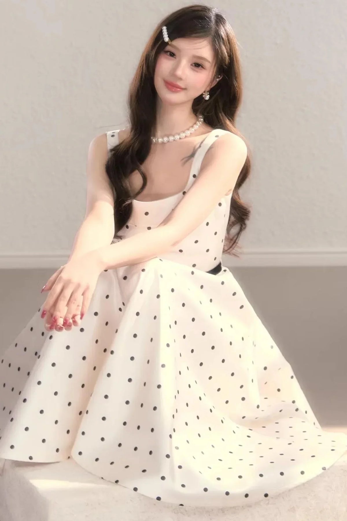 French Polka Dot A-Line Dress