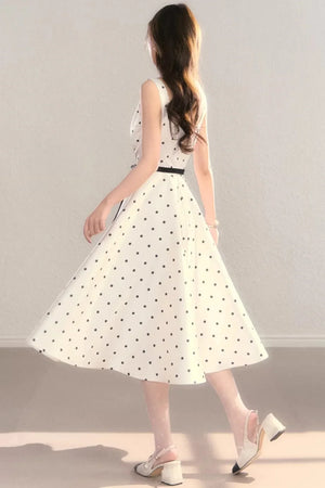 French Polka Dot A-Line Dress