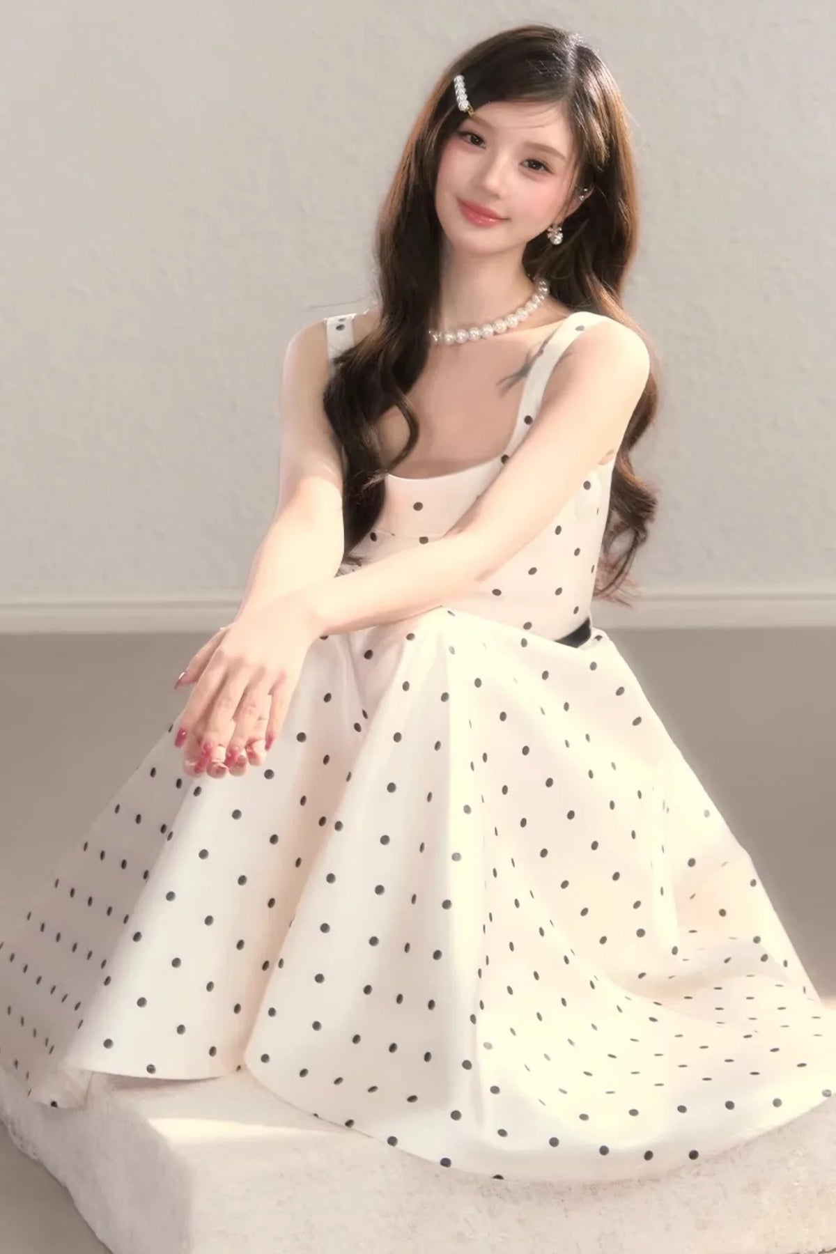 French Polka Dot A-Line Dress
