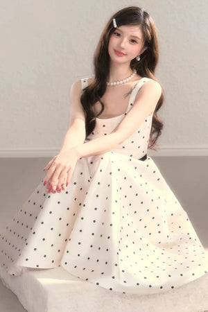 French Polka Dot A-Line Dress