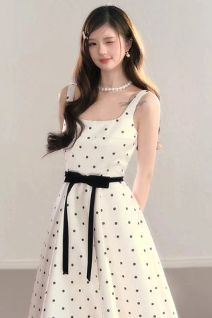 French Polka Dot A-Line Dress