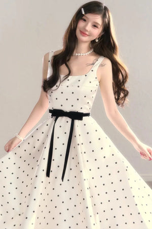 French Polka Dot A-Line Dress
