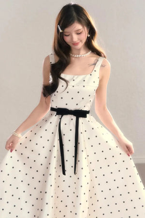French Polka Dot A-Line Dress