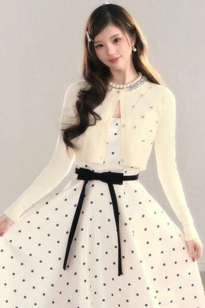 French Polka Dot A-Line Dress