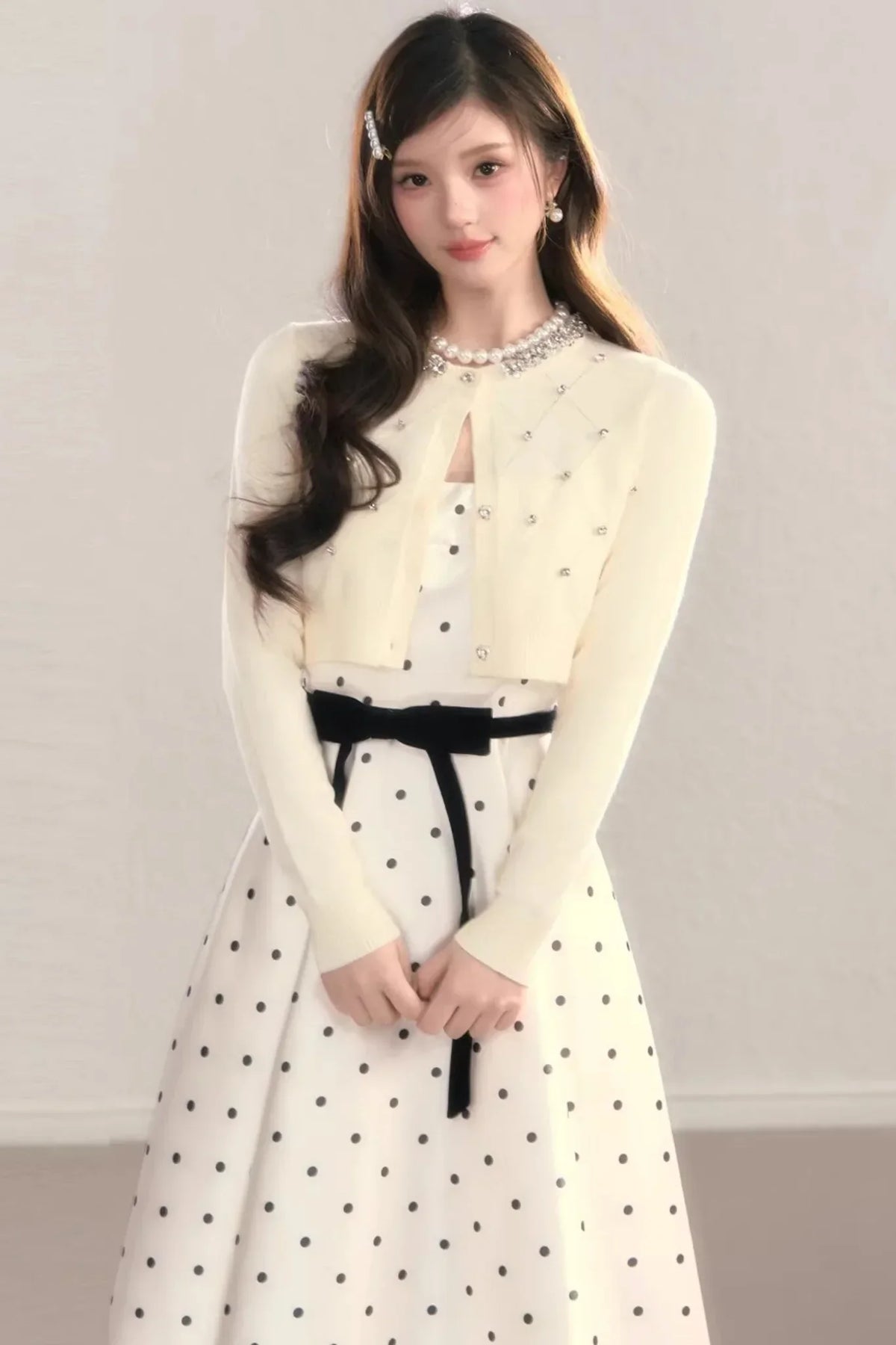 French Polka Dot A-Line Dress