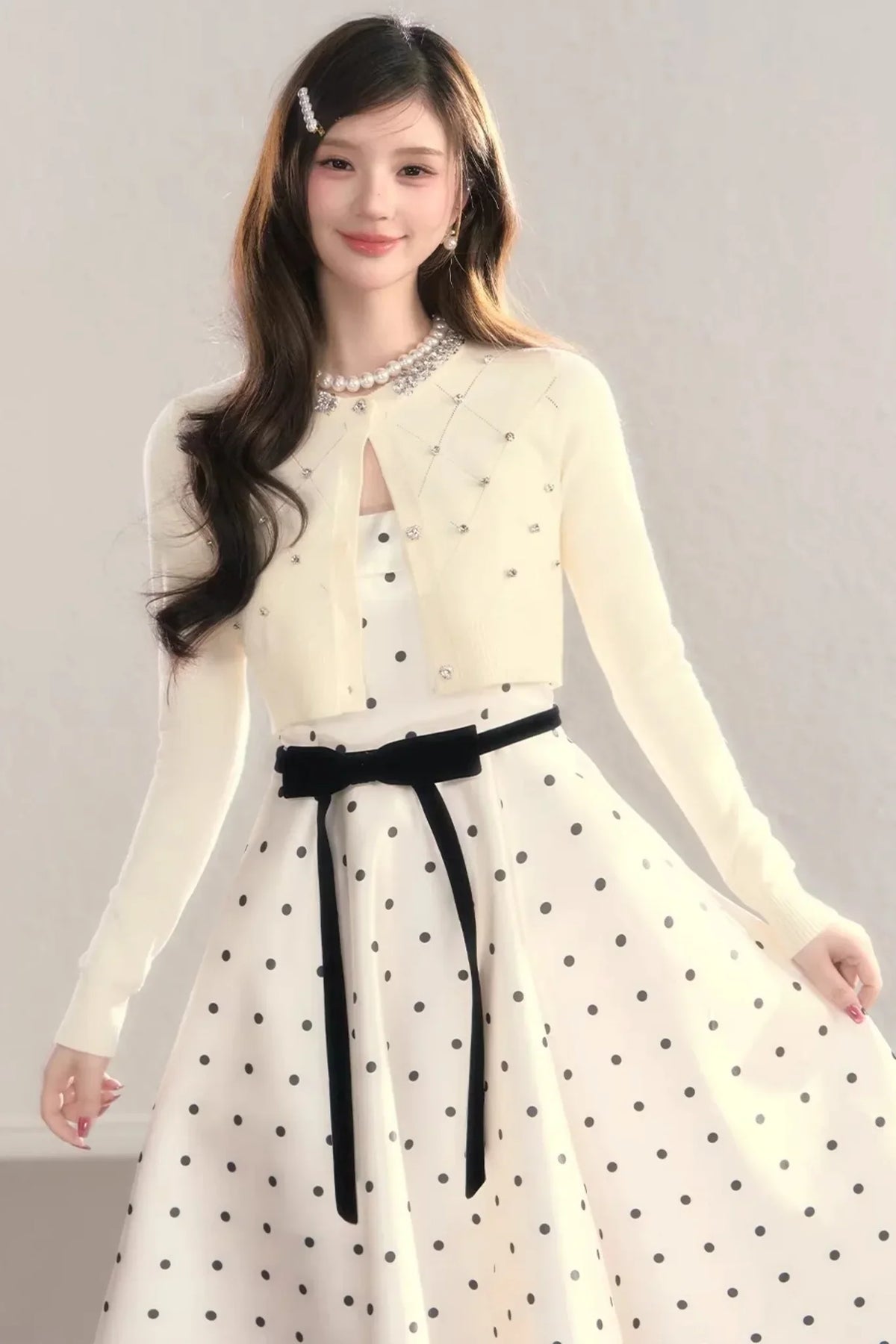 French Polka Dot A-Line Dress