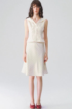 French Polka Dot Blouse & Skirt Set-Up