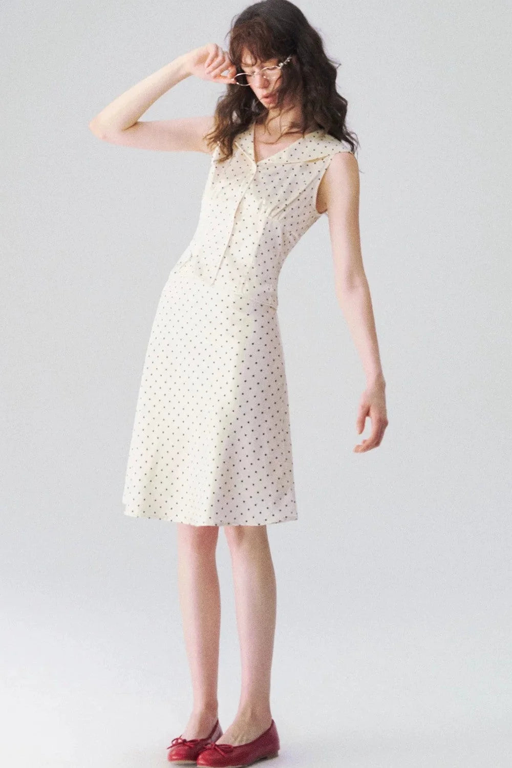 French Polka Dot Blouse & Skirt Set-Up