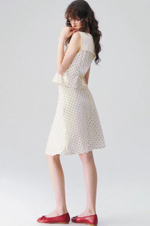 French Polka Dot Blouse & Skirt Set-Up