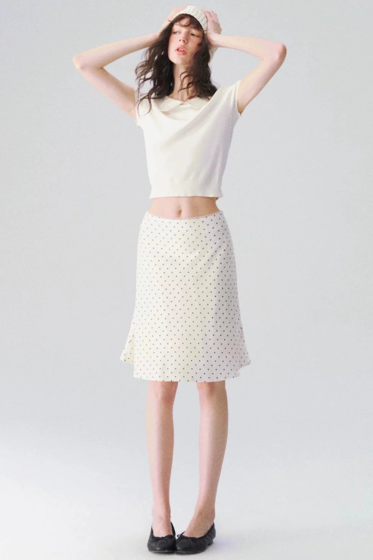 French Polka Dot Blouse & Skirt Set-Up