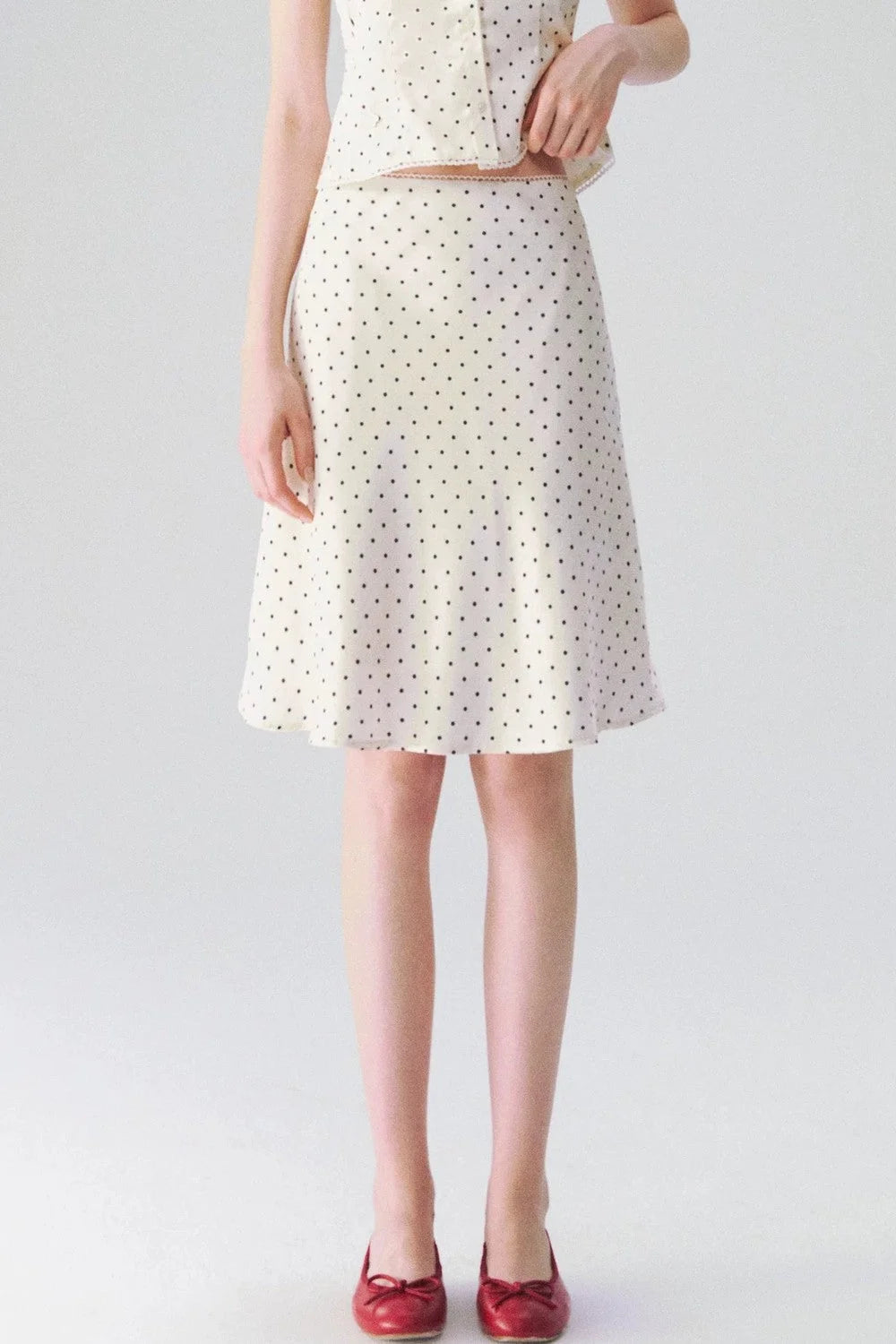 French Polka Dot Blouse & Skirt Set-Up